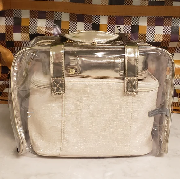 Vince Camuto Gold and Cream Cosmetic Bag Set - Picture 3 of 7